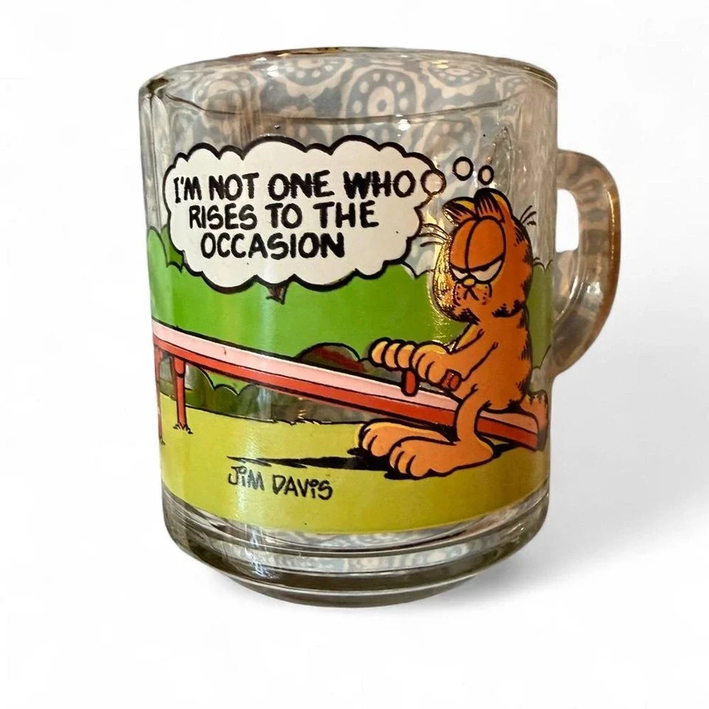 Vintage 1978-1980 McDonald's Garfield & Friends Clear Glass Mug